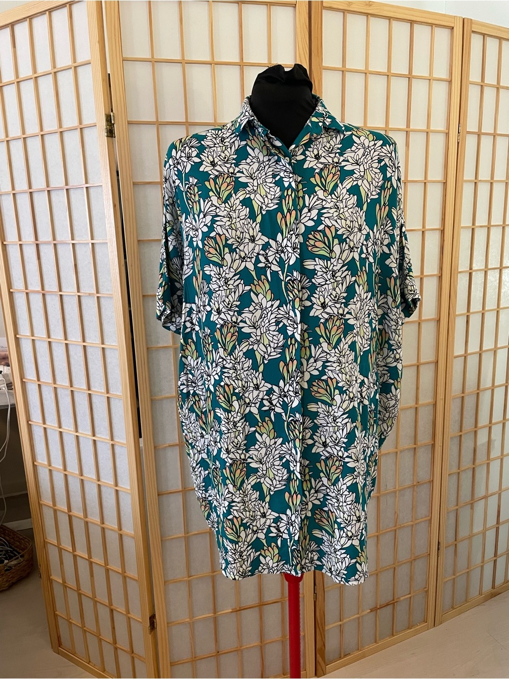 Ava Sky Teal Floral Button-Front Midi Dress